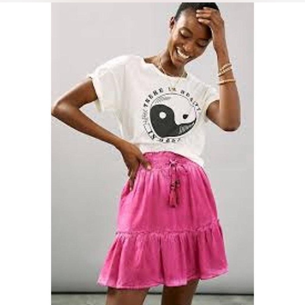 Anthropologie Pilot Ruffle Smocked Waist Skirt